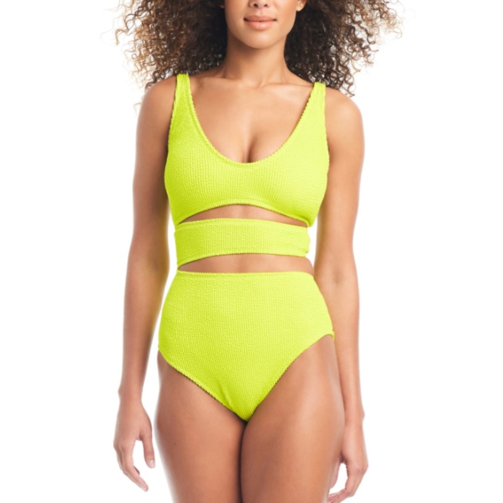 NWT Bar Iii Women's Cut-Out One-Piece Swimsuit,Sunny Lime, NWT